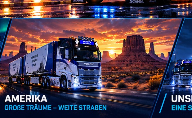 Truck auf einer amerikanischen Highway-Tour