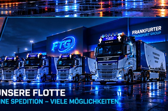 FTG Truckflotte bei Nacht