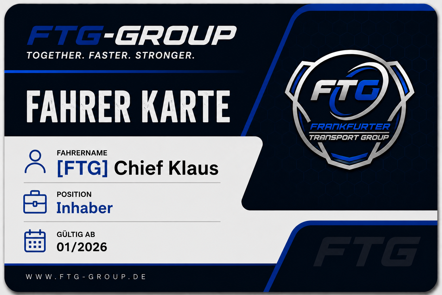 Fahrerkarte von [FTG] | Klaus